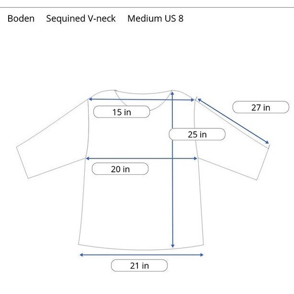 Boden Dusty Blue Gray Sequin V-Neck Top Size 8 M NWT Party Evening Date Night - Picture 8 of 8